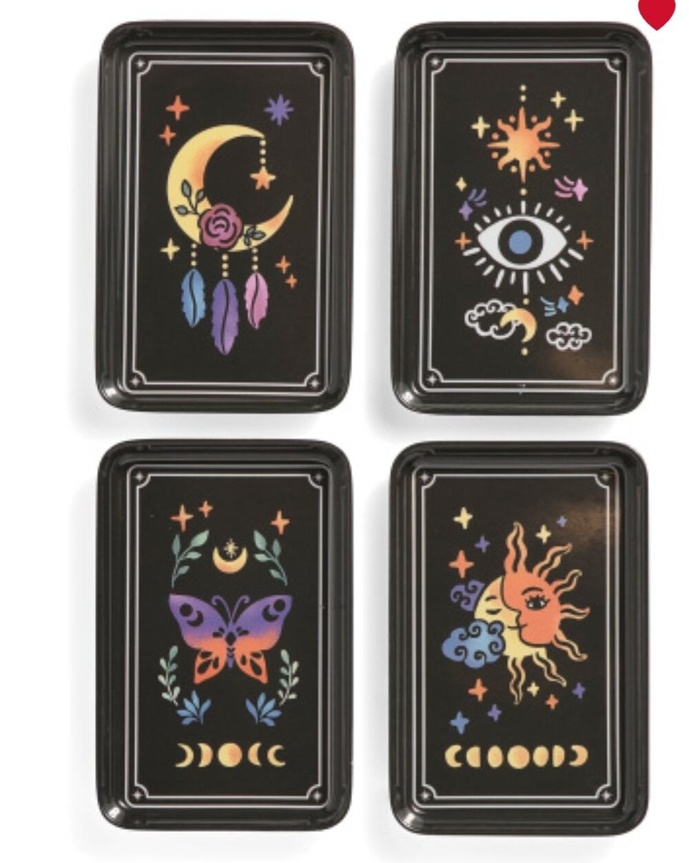 Tarot Card Melamine Plates Set 4 Appetizer Halloween Nicole Miller Rectangle New